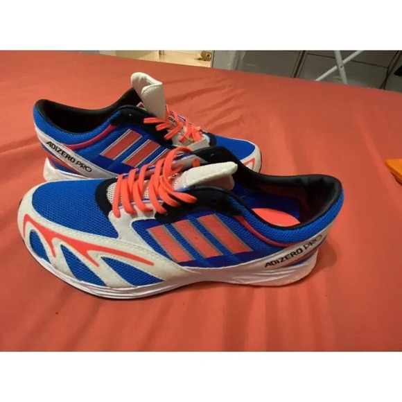 ADIDAS ADIZERO PRO DNA BLUE  NEON PINK WHITE SILVER MEN'S SIZE 6.5 RUNNING SHOES - Picture 4 of 12